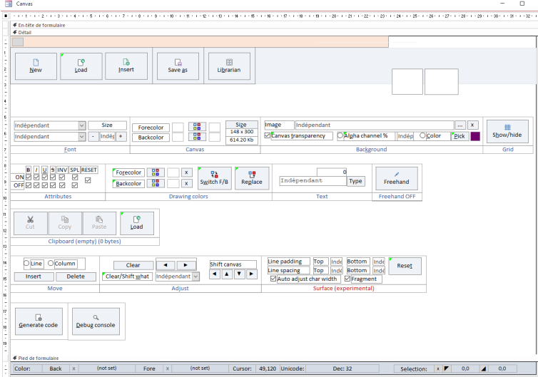 Canvas Form at design time